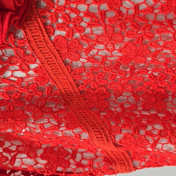PINKO Nwt Macramè Lace Long Maxi Dress, Red Orange with White, Size 8 - Picture 7 of 16